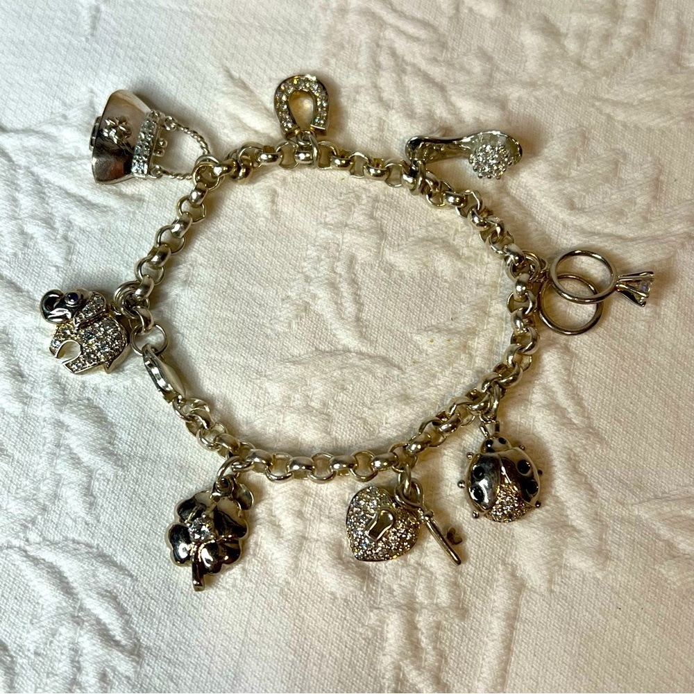 Sterling Silver Good Luck Wedding 8 Charm Bracelet